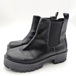 BP Kora Lug Chelsea Boots Slip-On Round Toe Women's Black Size US6.5M EU37